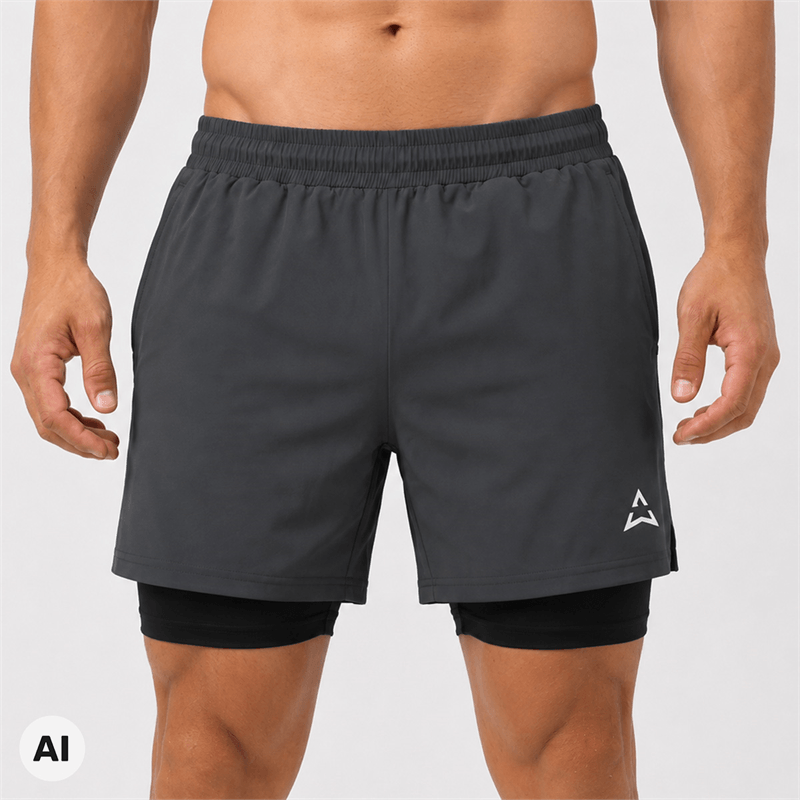Allwear Къси панталони Runner 2в1 GRAPHITE