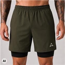 Къси панталони Runner 2в1 KHAKI