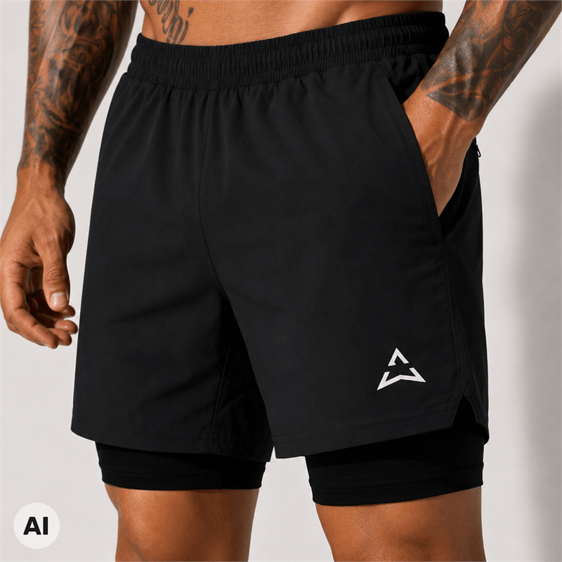 Allwear Къси панталони Runner 2в1 BLACK